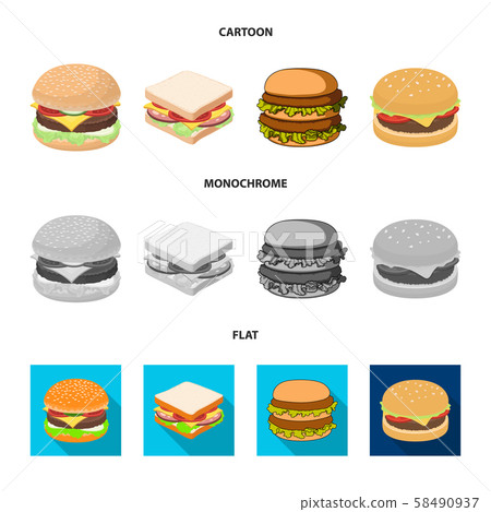 Isolated object of sandwich and wrap symbol. Set of sandwich and lunch stock symbol for web. Isolated object of sandwich and wrap symbol. Set of sandwich and lunch stock symbol for web. 58490937