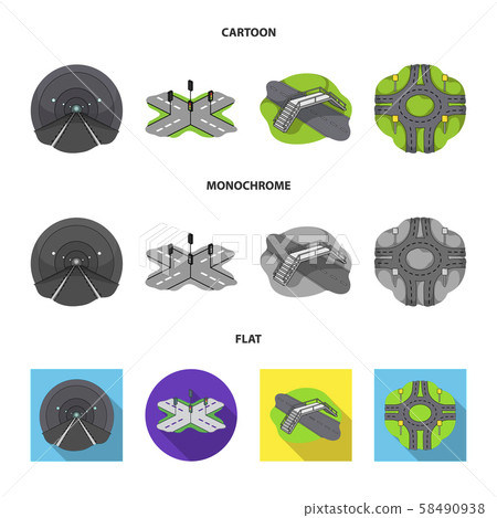 Vector illustration of road and street icon. Collection of road and highway stock vector Vector illustration of road and street icon. Collection of road and highway stock vector 58490938