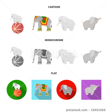 Vector illustration of elephant and asian sign. Set of elephant and elephant stock vector 58491008