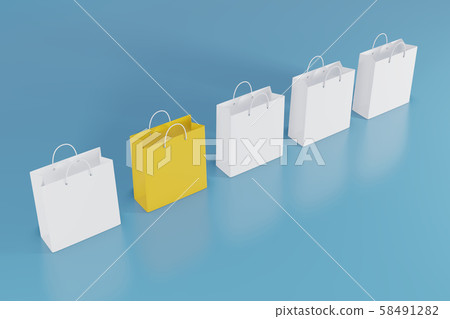 Different, unique and standing out of the white bags. 3d rendering Different, unique and standing out of the white bags. 3d rendering 58491282