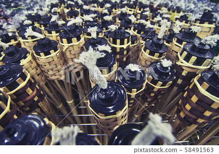 bamboo oil lamps for eid ul Fitr Celebration. 58491563