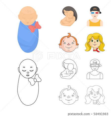 Vector illustration of girl and boy logo. Set of girl and school stock vector illustration. 58491983