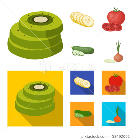 Isolated object of vegetable and fruit icon. Collection of vegetable and food stock vector Isolated object of vegetable and fruit icon. Collection of vegetable and food stock vector 58492001