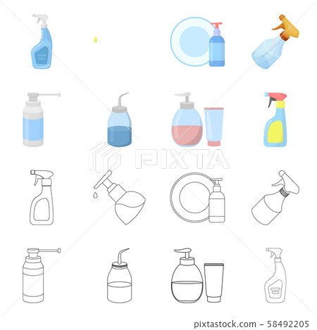Vector illustration of sprayer and liquid sign. Set of sprayer and pesticide vector icon for stock. 58492205