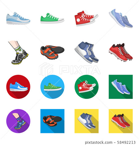 Vector illustration of shoe and sport sign. Set of shoe and fitness stock symbol for web. 58492213