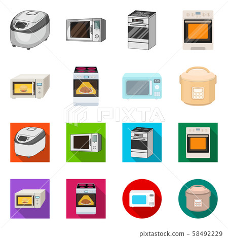 Vector illustration of food and inside logo. Collection of food and cooker stock symbol for web. Vector illustration of food and inside logo. Collection of food and cooker stock symbol for web. 58492229