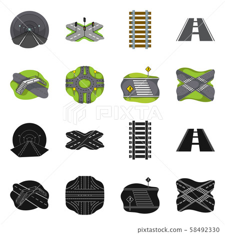 Vector design of road and street icon. Collection of road and highway stock vector illustration. 58492330