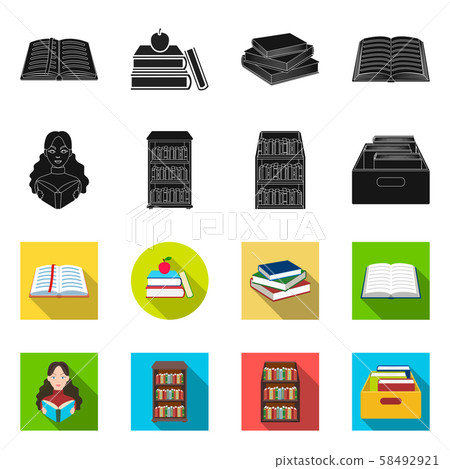 Vector design of library and textbook logo. Set of library and school stock vector illustration. Vector design of library and textbook logo. Set of library and school stock vector illustration. 58492921