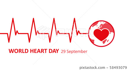 world heart day heartbeat cardiography graphic with earth 58493079