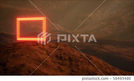 Neon Portal on Mars Planet Surface With Dust Neon Portal on Mars Planet Surface With Dust 58493480