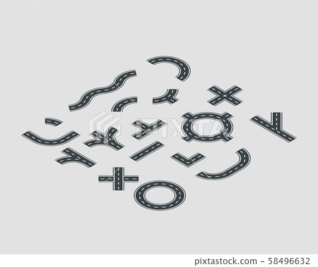 Isometric set street and road vector template - Stock Illustration ...