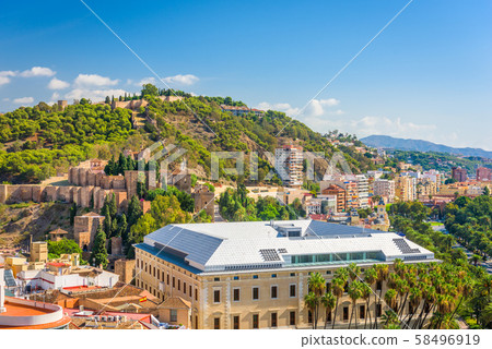 Malaga, Spain cityscape and Alcazaba Malaga, Spain cityscape and Alcazaba 58496919