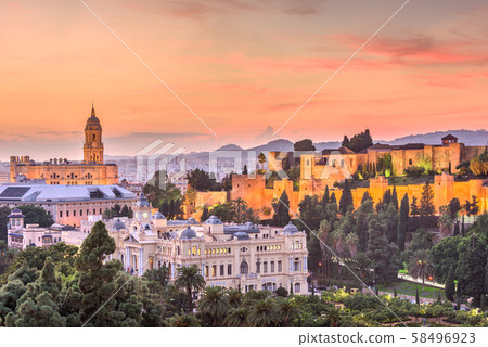 Malaga, Spain old town skyline Malaga, Spain old town skyline 58496923