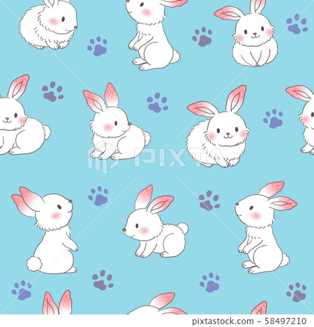 Seamless vector illustration of rabbit and footprint combination Seamless vector illustration of rabbit and footprint combination 58497210