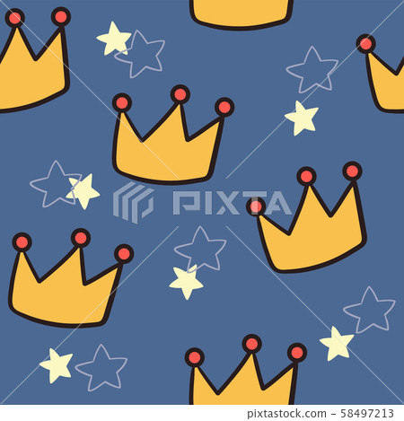 Simple style combination of crown and stars, seamless vector illustration 58497213