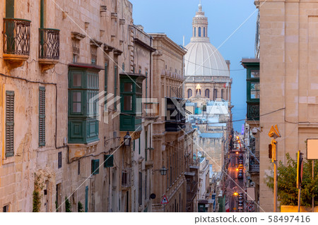 Valletta. The Basilica of Our Lady and the Tower of the Cathedral. Valletta. The Basilica of Our Lady and the Tower of the Cathedral. 58497416