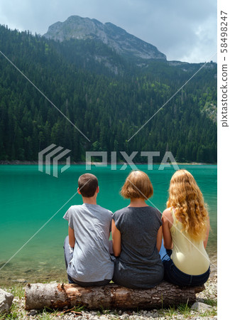 Family on Black lake, Montenegro Family on Black lake, Montenegro 58498247