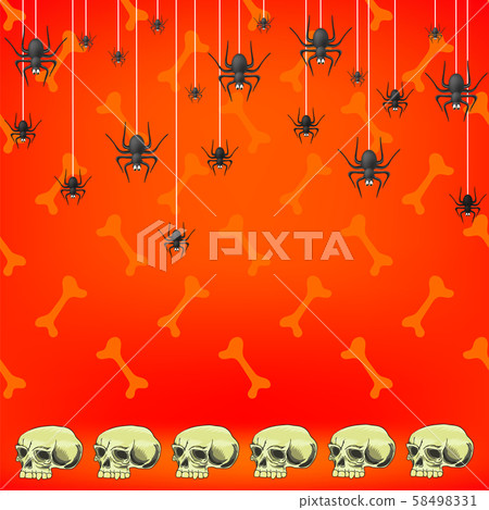 Halloween Decoration Pattern with Skull and Spider Isolated on Red Background Halloween Decoration Pattern with Skull and Spider Isolated on Red Background 58498331