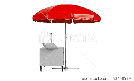 Red street patio umbrella with showcase 58498539