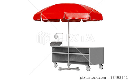 Red street patio umbrella with showcase 58498541