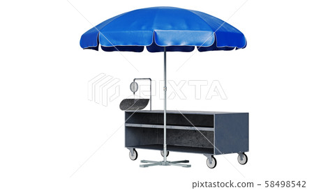Blue street patio umbrella with showcase 58498542