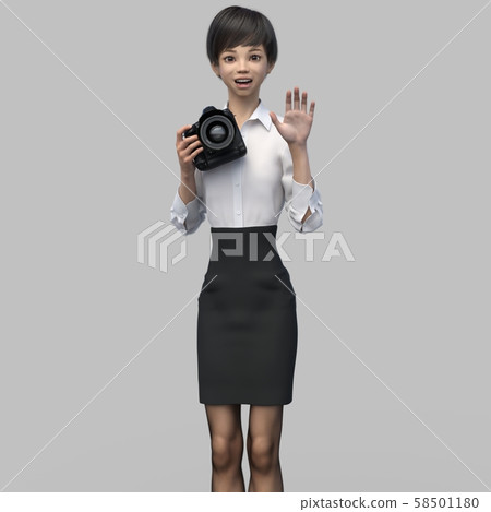 女攝影師perming3DCG插圖素材 58501180