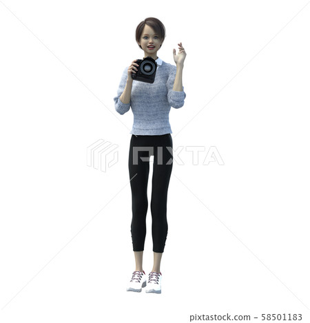 女攝影師perming3DCG插圖素材 58501183