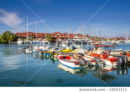 Luxury yachts and Boats in sunny summer day Luxury yachts and Boats in sunny summer day 58501511