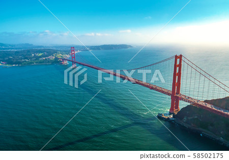 Aerial view of the Golden Gate Bridge in San Francisco Aerial view of the Golden Gate Bridge in San Francisco 58502175