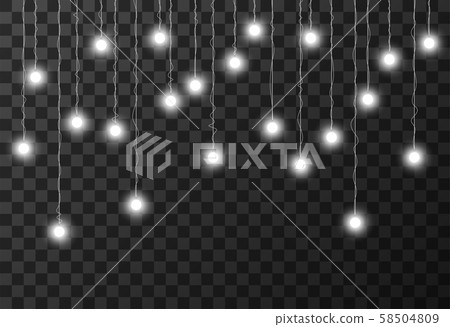 Christmas lights isolated on transparent background, vector illustration 58504809