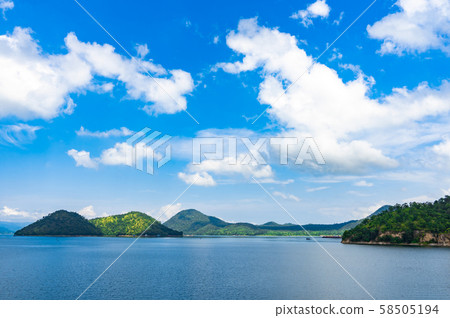 Scenery lake and mountain at Srinagarind Dam Scenery lake and mountain at Srinagarind Dam 58505194