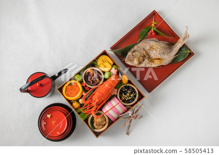 General Japanese New Year dishes (osechi) 58505413