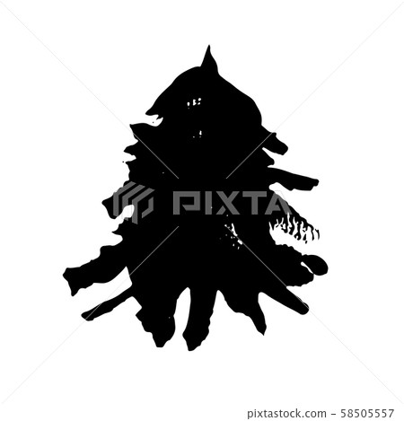 Fir tree silhouettes. Black grunge Christmas tree. Watercolor spruce isolated on white background 58505557