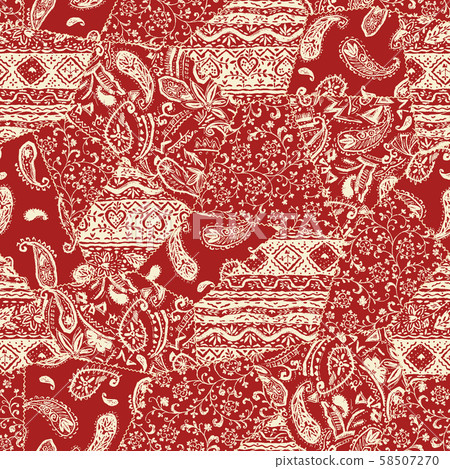 佩斯利和中國拼布圖案 58507270