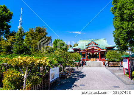 Tokyo Kameido Tenjinsha Shrine, Fujitana and Sky Tree 58507498