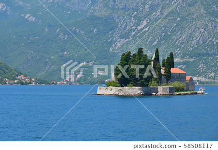Natural islet with Saint George Benedictine monastery. Kotor Bay. Montenegro Natural islet with Saint George Benedictine monastery. Kotor Bay. Montenegro 58508117