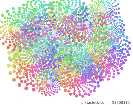 Multicolored abstract of ovals, circles, and rounded squares in white background 58508313