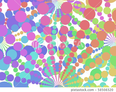 Multicolored abstract of ovals, circles, and rounded squares in white background 58508320