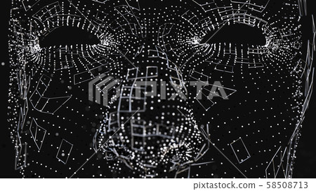 Human face consisting of luminous lines and dots Human face consisting of luminous lines and dots 58508713