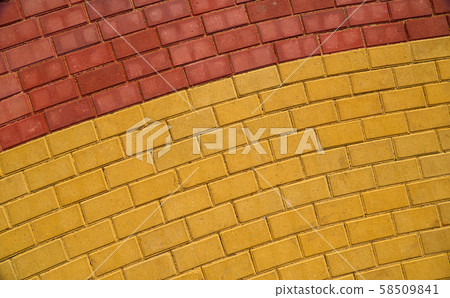 yellow and red brown paving tile for background or yellow and red brown paving tile for background or 58509841