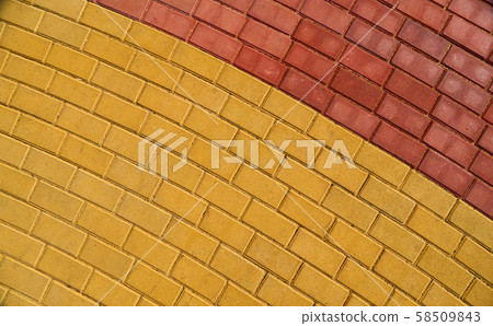 yellow and red brown paving tile for background or 58509843