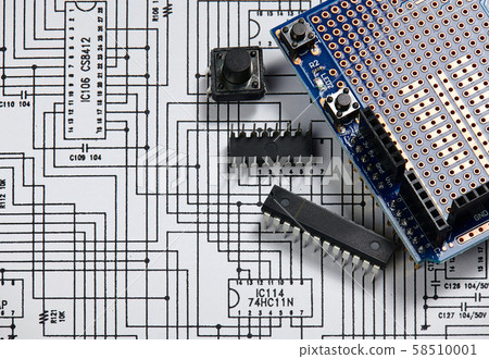 closeup of electronic component, unit, part, radio closeup of electronic component, unit, part, radio 58510001