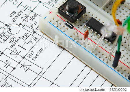 closeup of electronic component, unit, part, radio closeup of electronic component, unit, part, radio 58510002