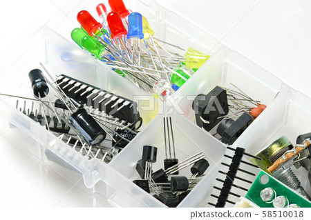 closeup of electronic component, unit, part, radio closeup of electronic component, unit, part, radio 58510018