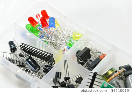 closeup of electronic component, unit, part, radio closeup of electronic component, unit, part, radio 58510019