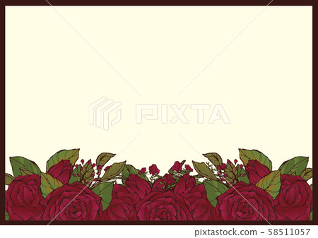 Antique rose background material handwritten material red 58511057