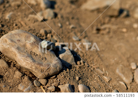 Corroded gun sleeve in desert Corroded gun sleeve in desert 58511193