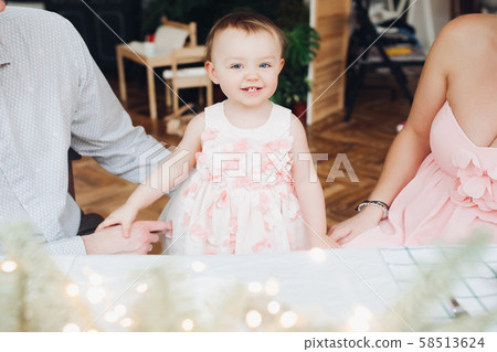 View from above of sweet little cute girl in cute 58513624