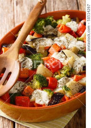 Fresh gratin of vegetables with cheese close-up in Fresh gratin of vegetables with cheese close-up in 58514267