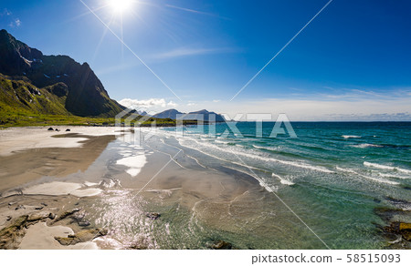 Lofoten archipelago islands beach 58515093